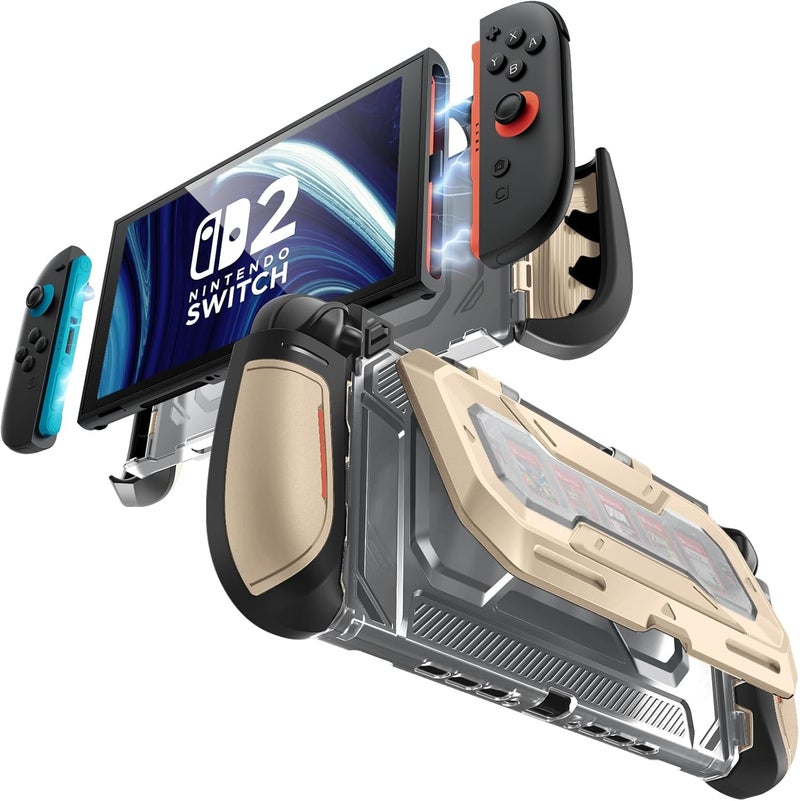 Mumba Dockable for Nintendo Switch 2 Case with Flip Stand, [Titan] Ergonomic Switch 2 Grip Protective Cover Holds 5 Game Cards & 2 TF Cards TPU Accessories and Quick-Release Joy-Con Design (Desert) - Image 1